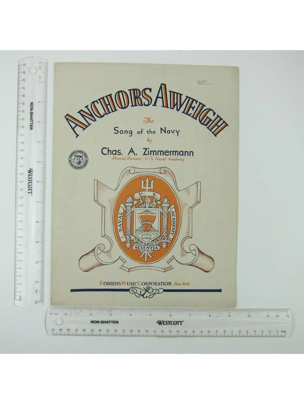 Sheet Music Anchors Aweigh Song Of The Navy Charles A Zimmermann Vintage 1930